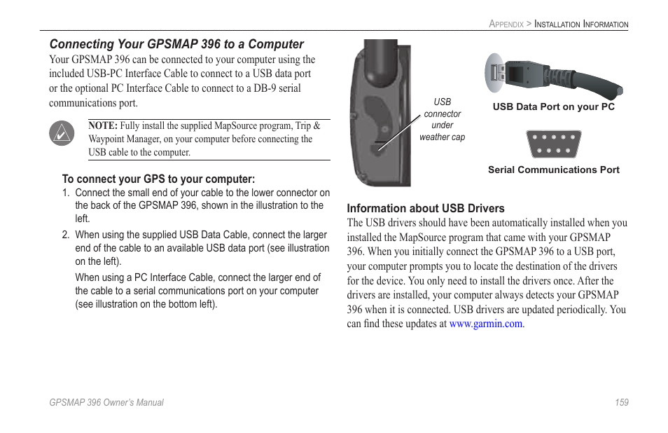 Garmin GPSMAP 396 User Manual | Page 167 / 192