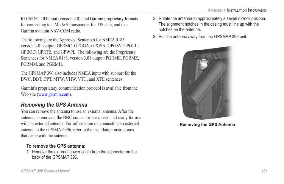 Garmin GPSMAP 396 User Manual | Page 169 / 192