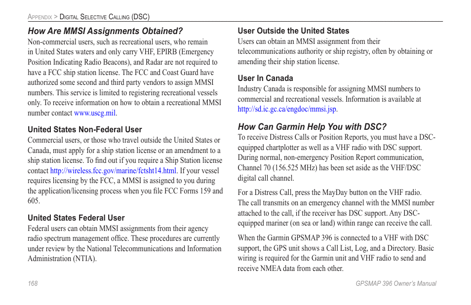 Garmin GPSMAP 396 User Manual | Page 176 / 192