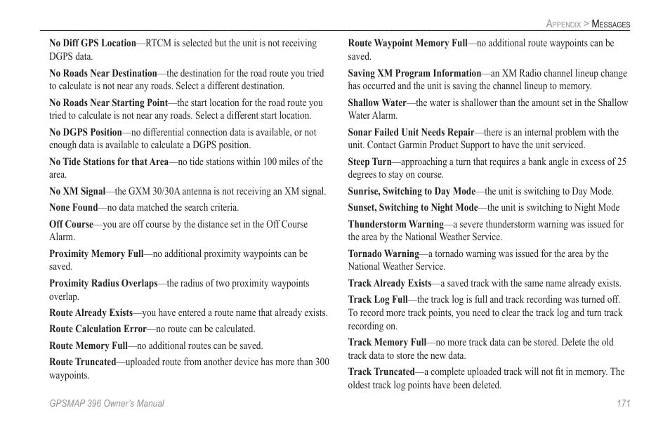 Garmin GPSMAP 396 User Manual | Page 179 / 192