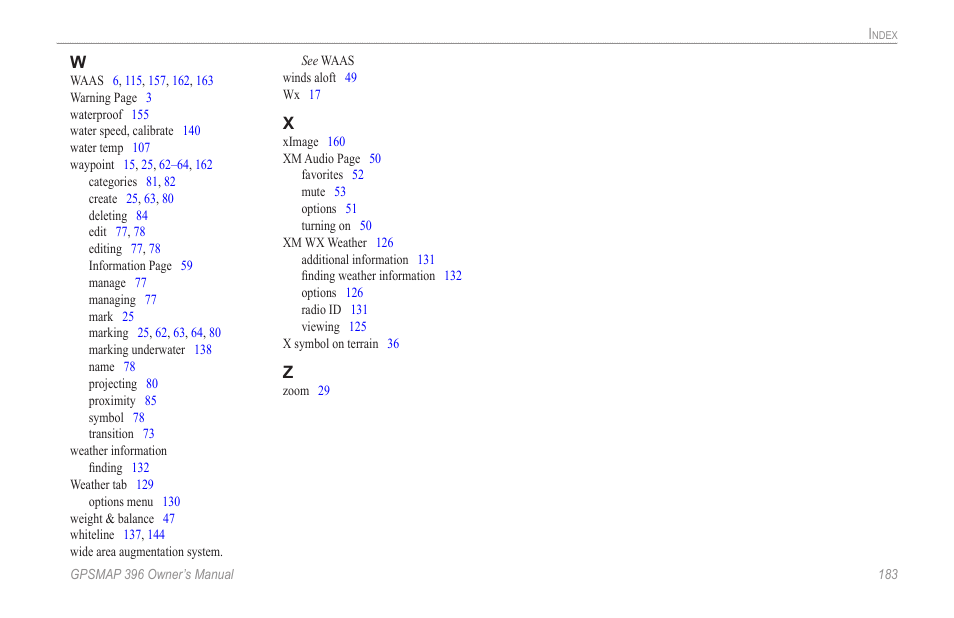 Garmin GPSMAP 396 User Manual | Page 191 / 192