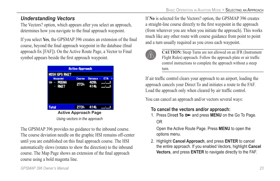 Understanding vectors | Garmin GPSMAP 396 User Manual | Page 31 / 192