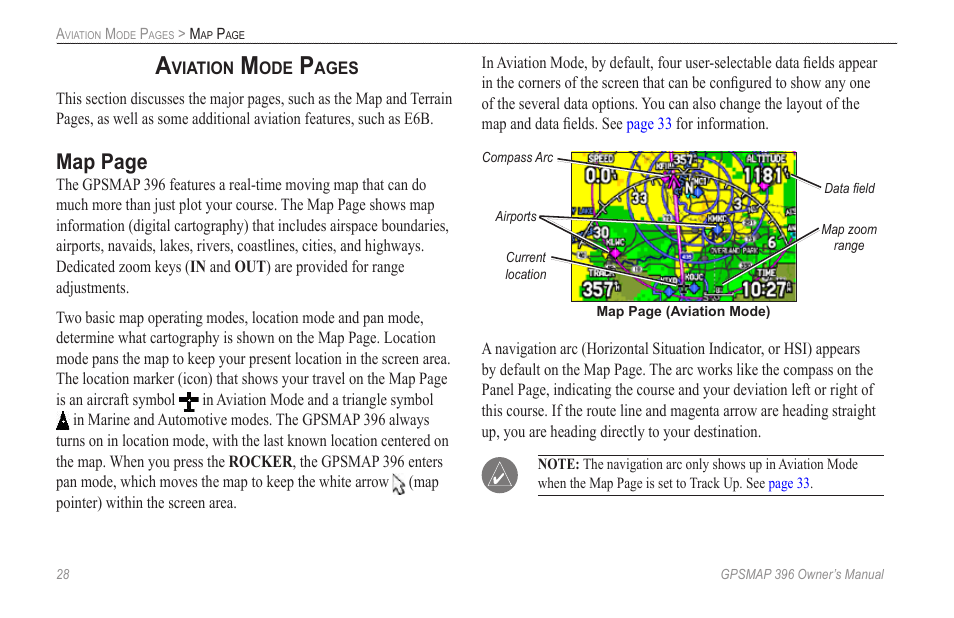 Map page | Garmin GPSMAP 396 User Manual | Page 36 / 192