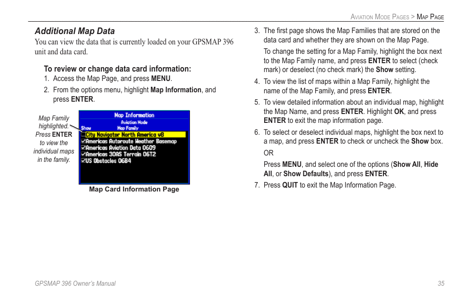 Additional map data | Garmin GPSMAP 396 User Manual | Page 43 / 192