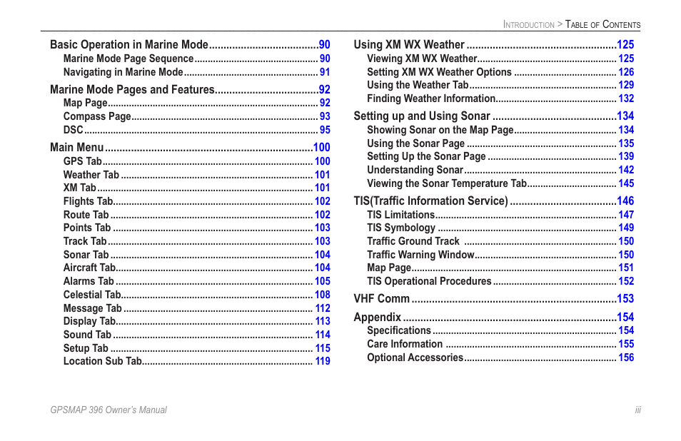 Garmin GPSMAP 396 User Manual | Page 5 / 192