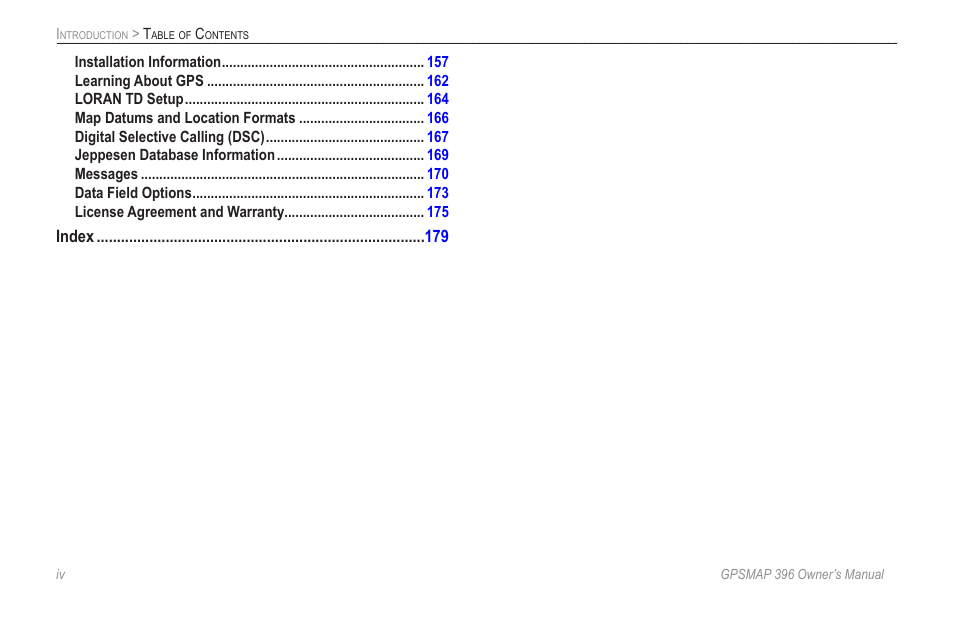 Garmin GPSMAP 396 User Manual | Page 6 / 192