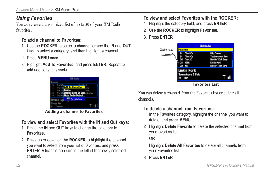 Using favorites | Garmin GPSMAP 396 User Manual | Page 60 / 192