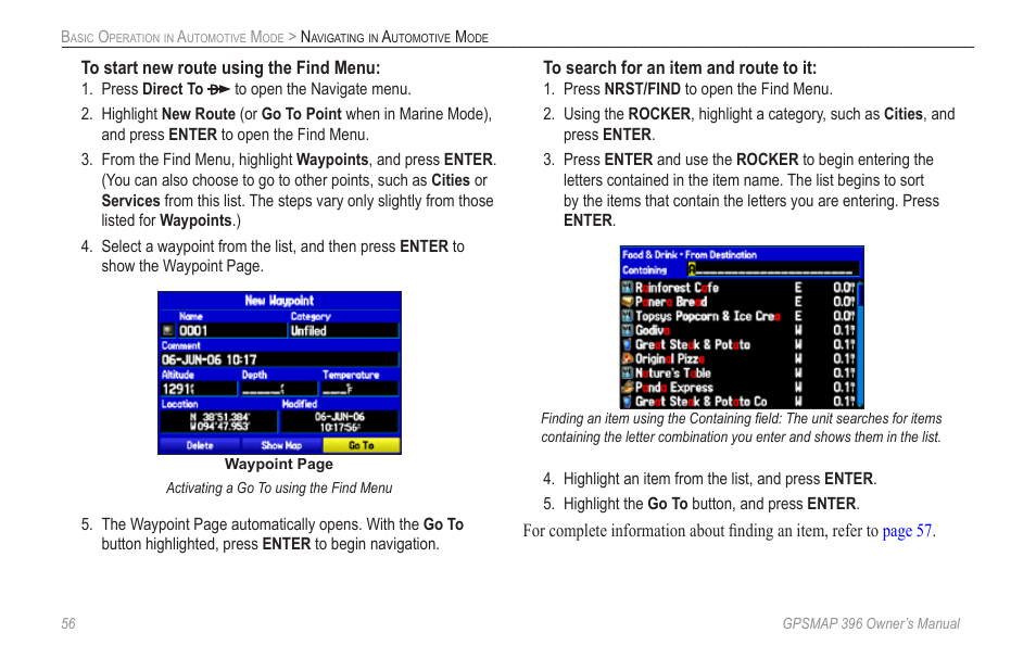 Garmin GPSMAP 396 User Manual | Page 64 / 192