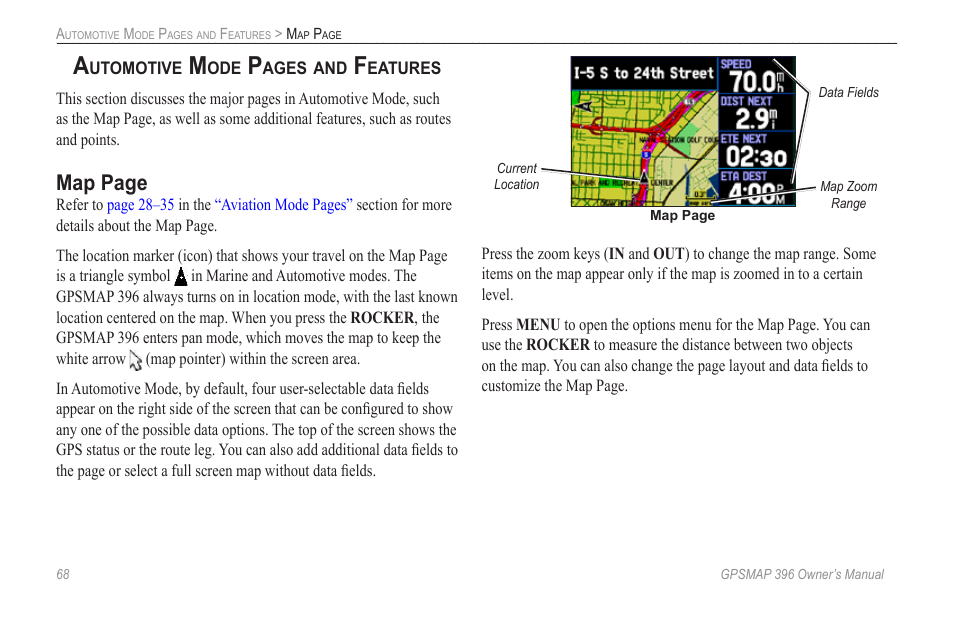 Map page | Garmin GPSMAP 396 User Manual | Page 76 / 192