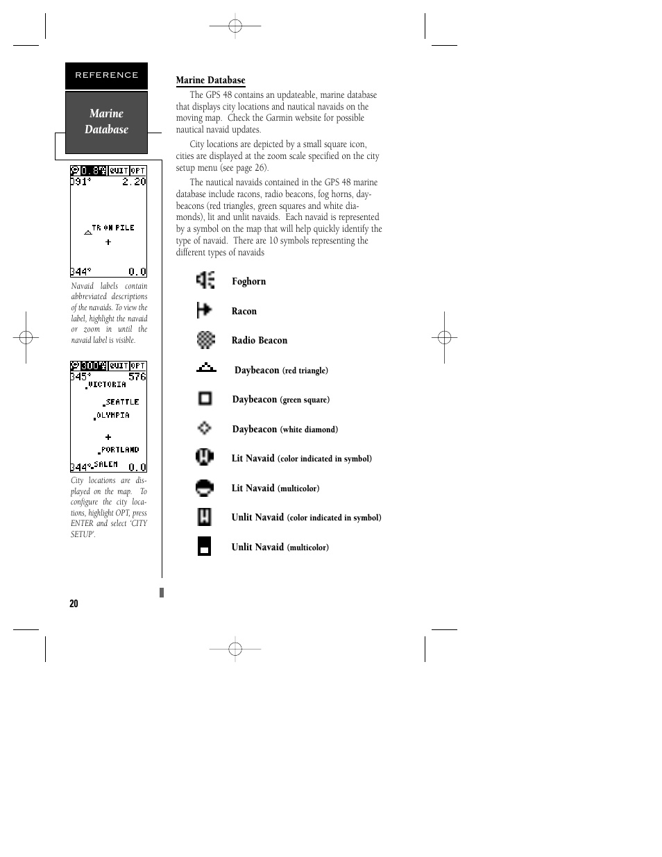 Marine database | Garmin GPS 48 User Manual | Page 24 / 74