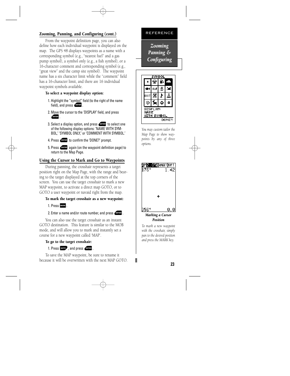 Zooming panning & configuring | Garmin GPS 48 User Manual | Page 27 / 74