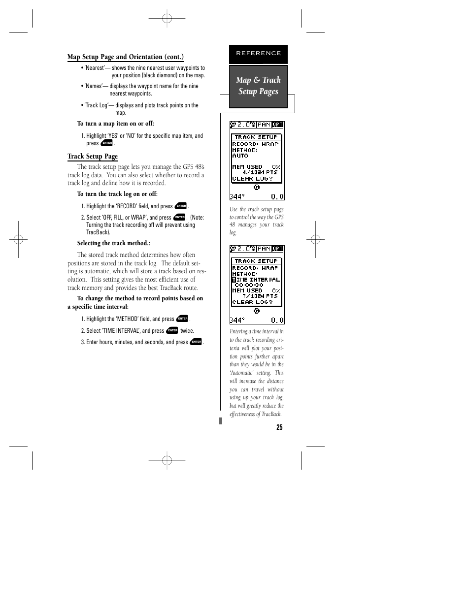 Map & track setup pages | Garmin GPS 48 User Manual | Page 29 / 74