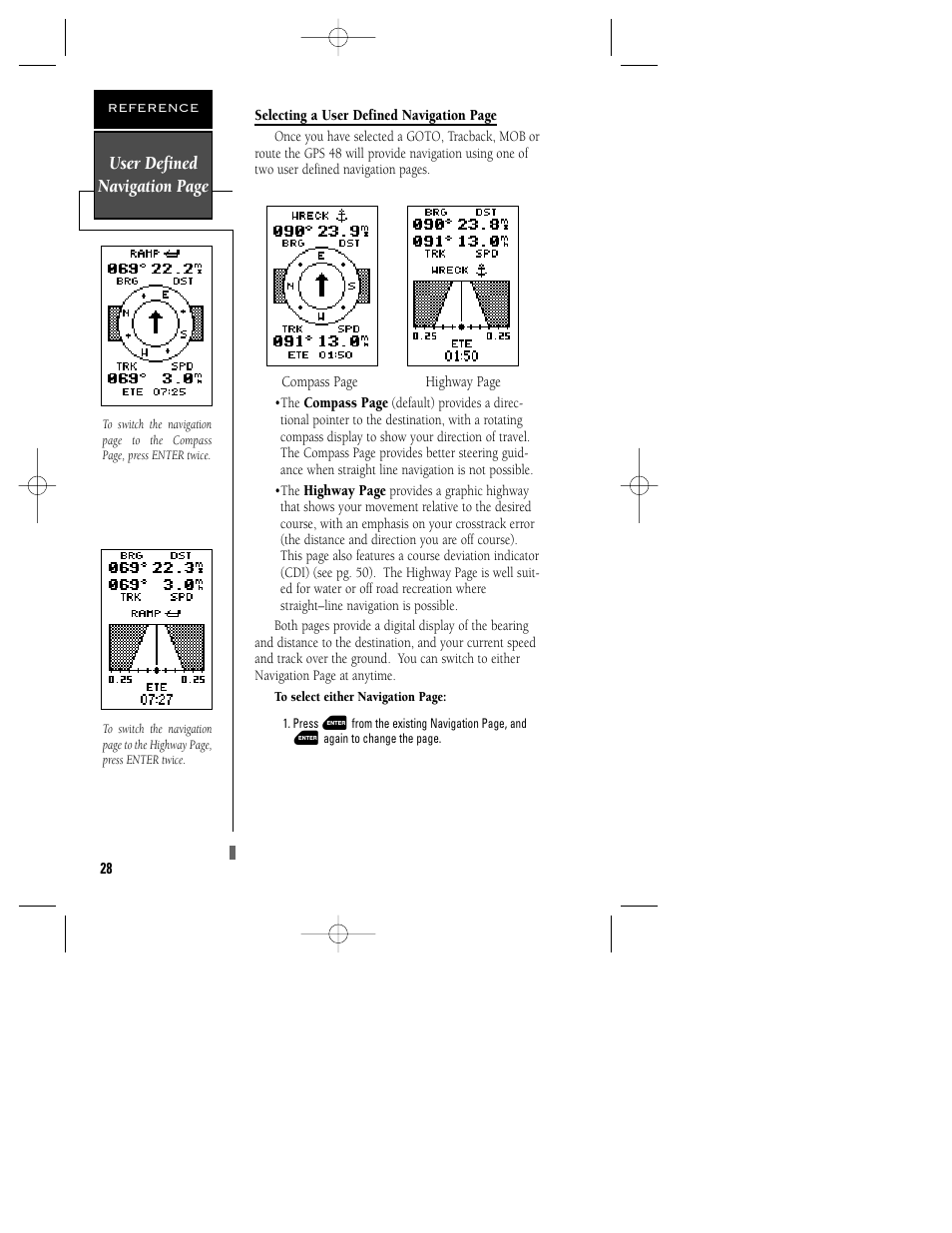 User defined navigation page | Garmin GPS 48 User Manual | Page 32 / 74