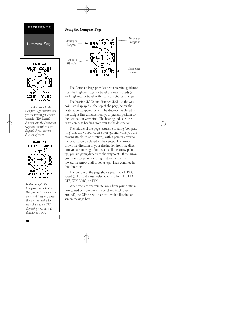 Compass page | Garmin GPS 48 User Manual | Page 34 / 74