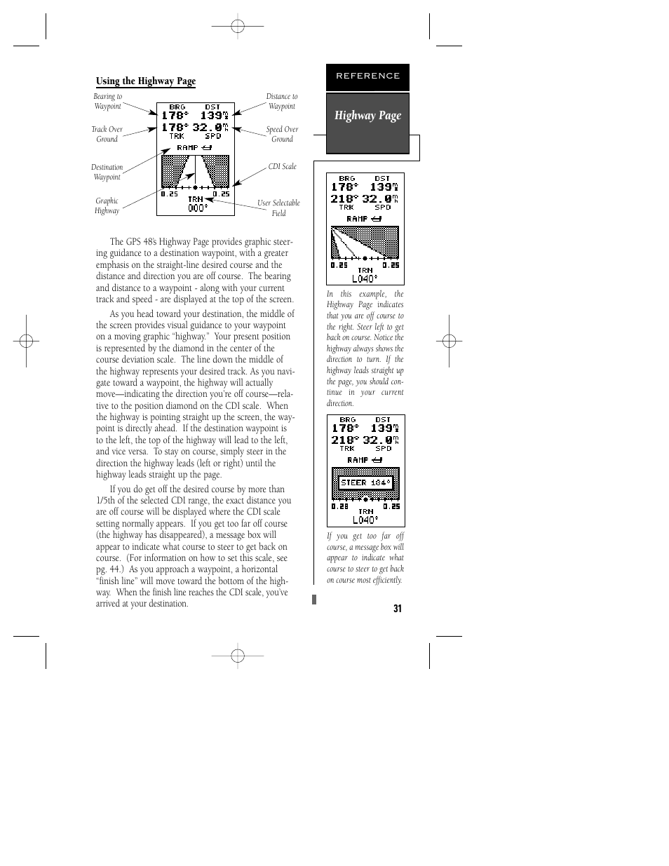 Highway page | Garmin GPS 48 User Manual | Page 35 / 74