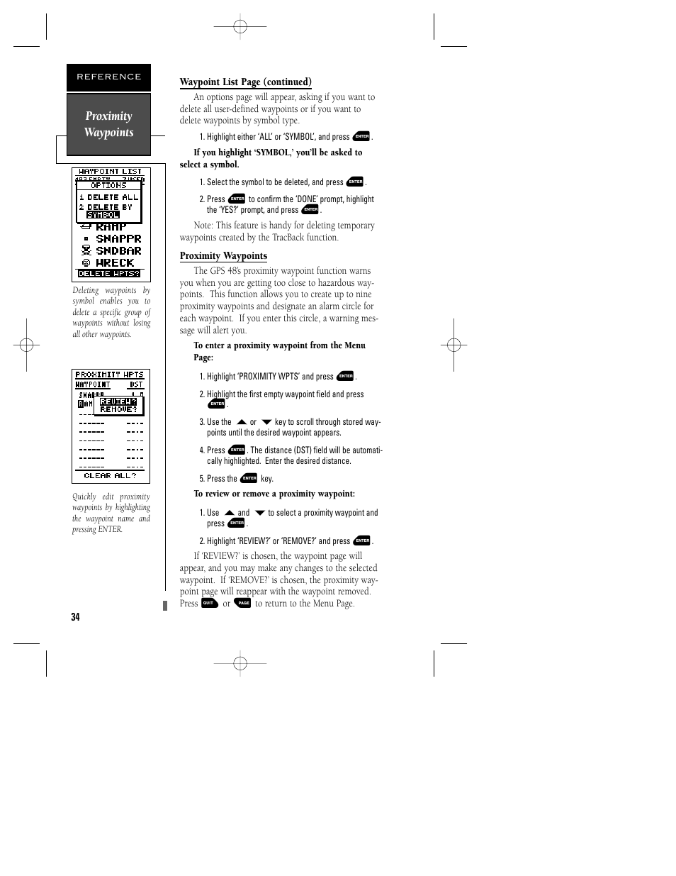 Proximity waypoints | Garmin GPS 48 User Manual | Page 38 / 74