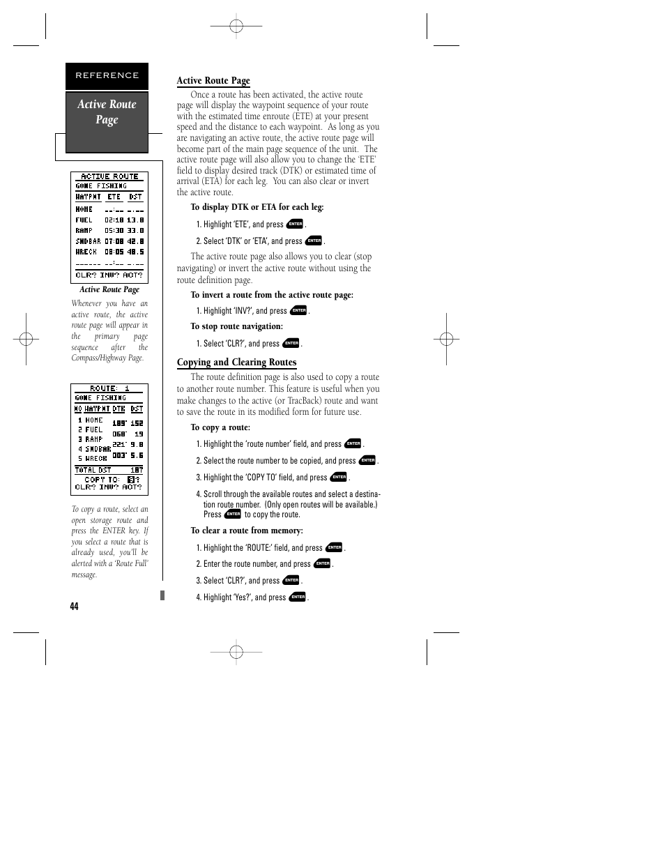 Active route page | Garmin GPS 48 User Manual | Page 48 / 74