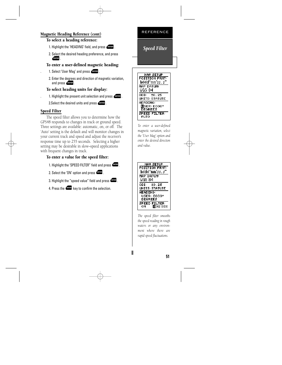 Speed filter | Garmin GPS 48 User Manual | Page 55 / 74