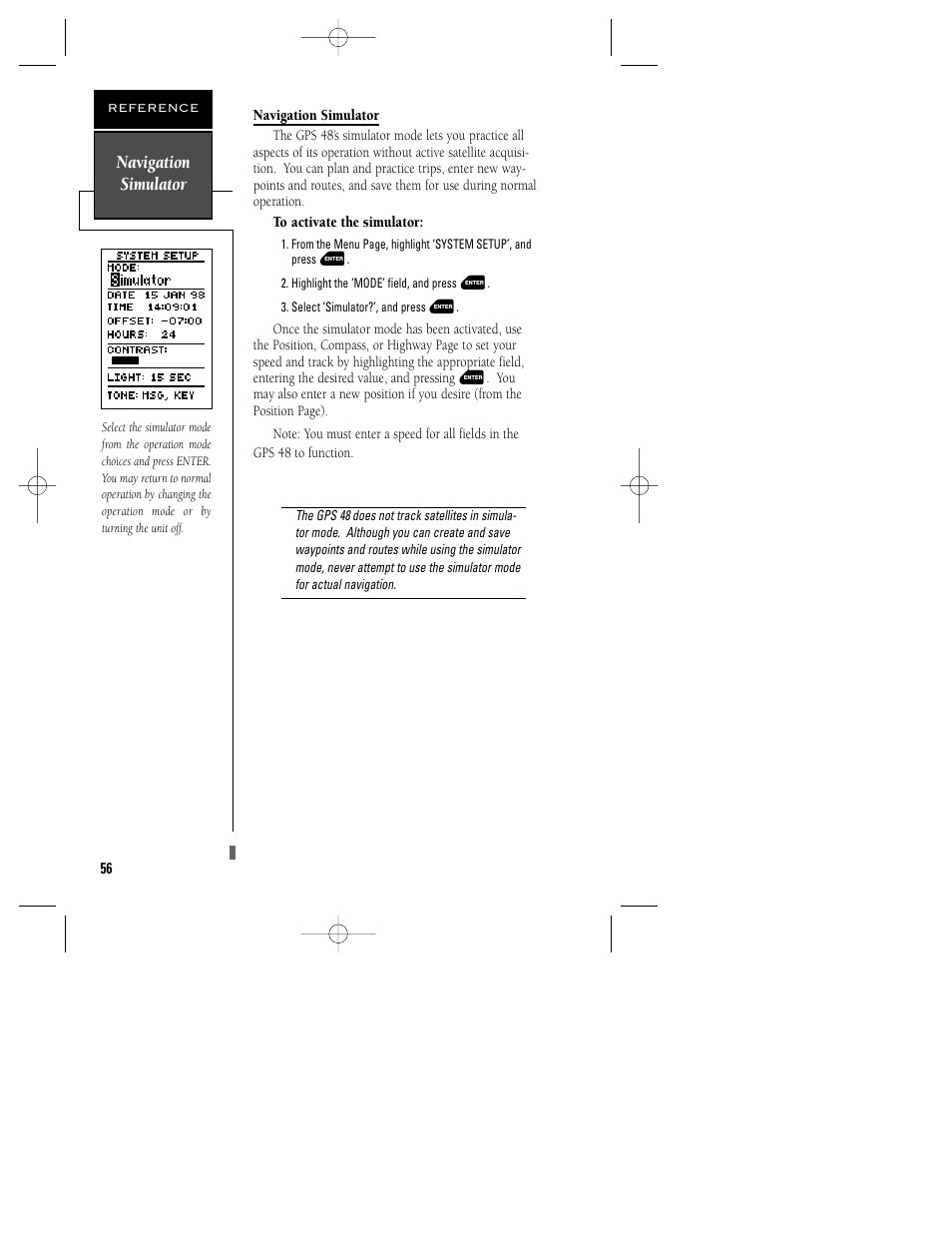 Navigation simulator | Garmin GPS 48 User Manual | Page 60 / 74