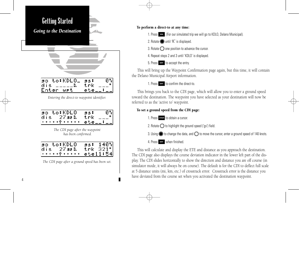 Getting started, Going to the destination | Garmin GPS 150 User Manual | Page 14 / 98