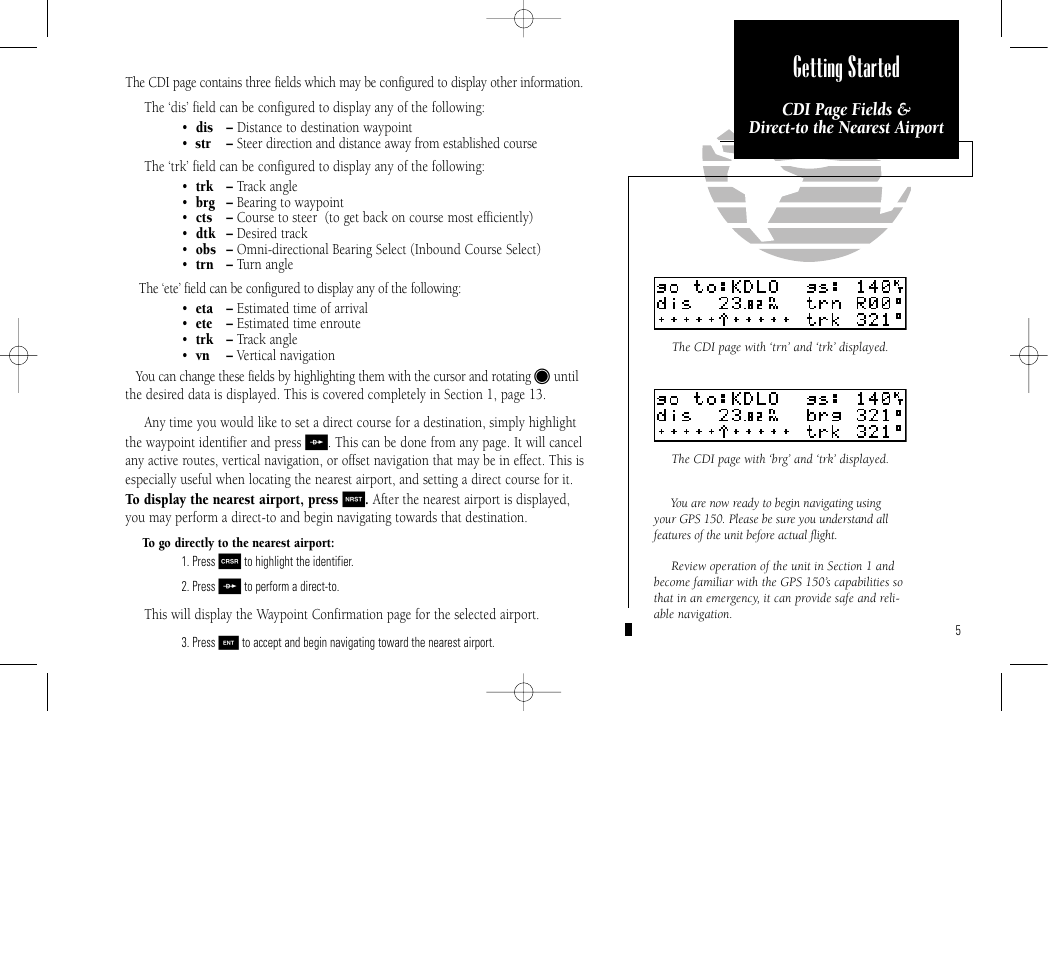 Getting started | Garmin GPS 150 User Manual | Page 15 / 98