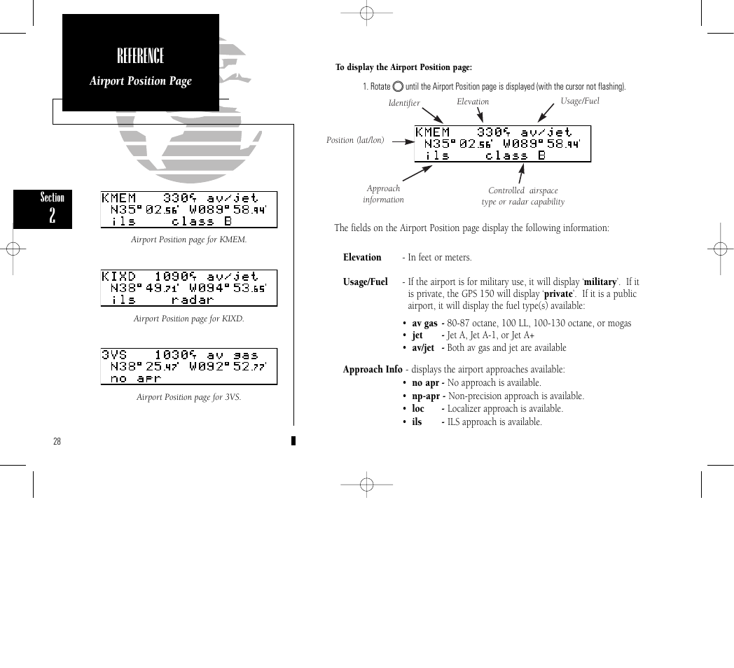 Reference | Garmin GPS 150 User Manual | Page 38 / 98