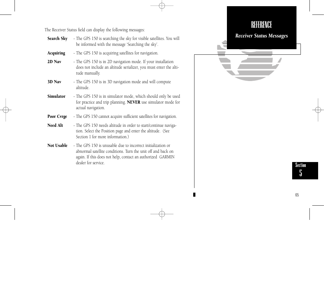 Reference | Garmin GPS 150 User Manual | Page 75 / 98