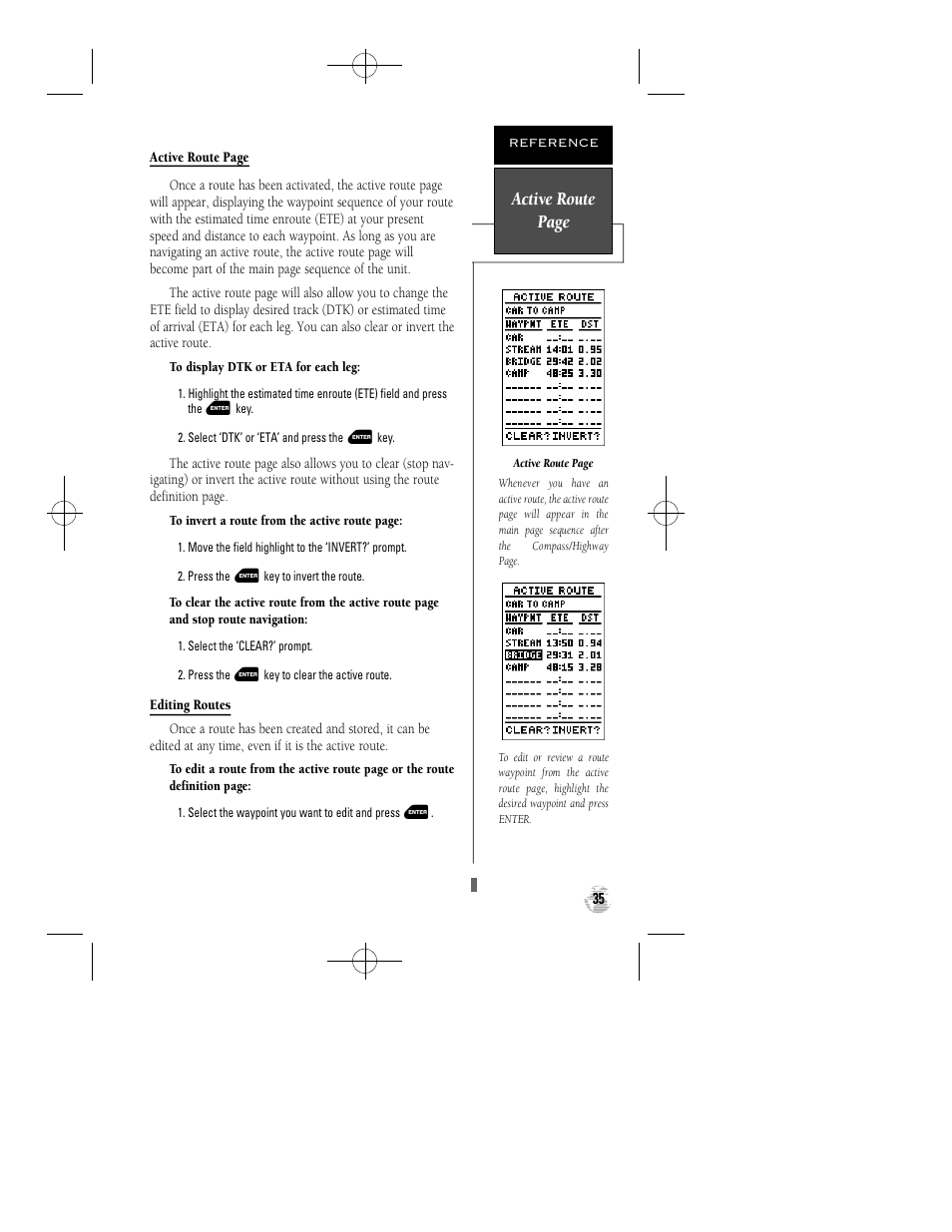 Active route page | Garmin GPS 38 User Manual | Page 39 / 68