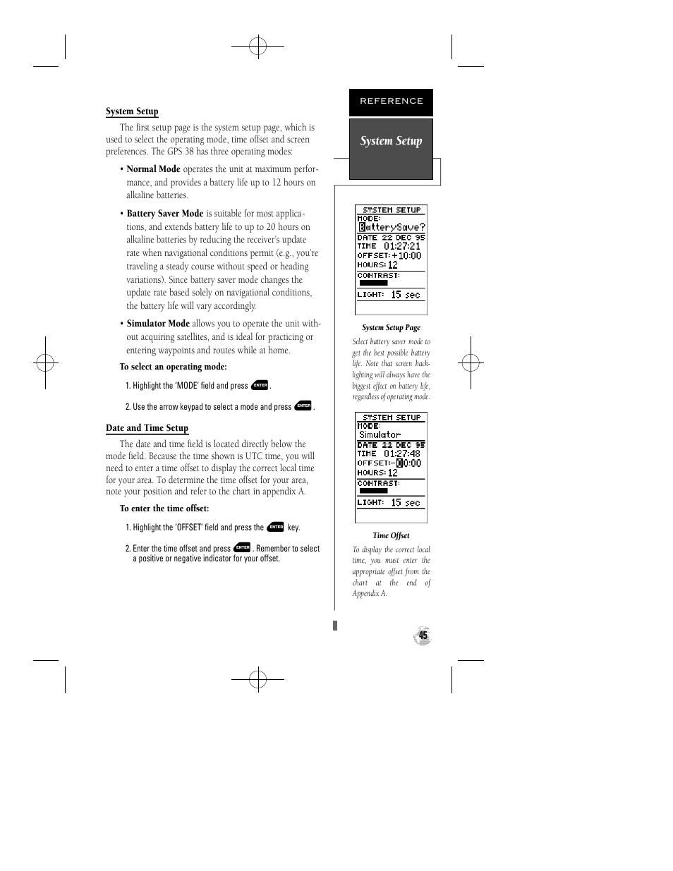 System setup | Garmin GPS 38 User Manual | Page 49 / 68