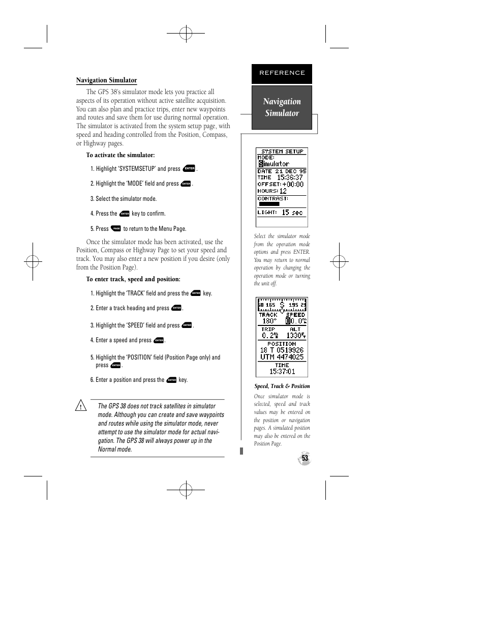 Navigation simulator | Garmin GPS 38 User Manual | Page 57 / 68