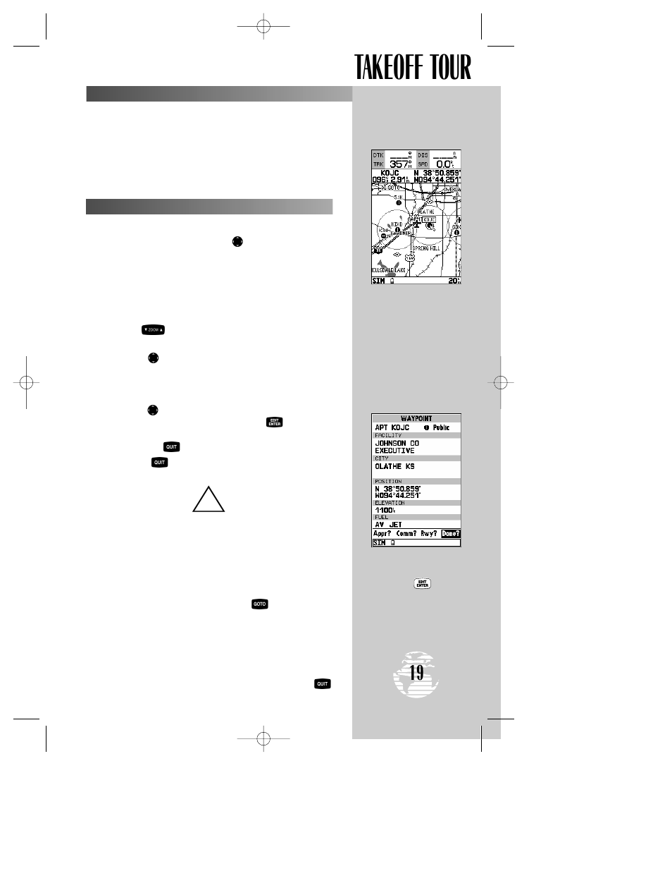 Takeoff tour | Garmin GPSMAP 195 User Manual | Page 21 / 114