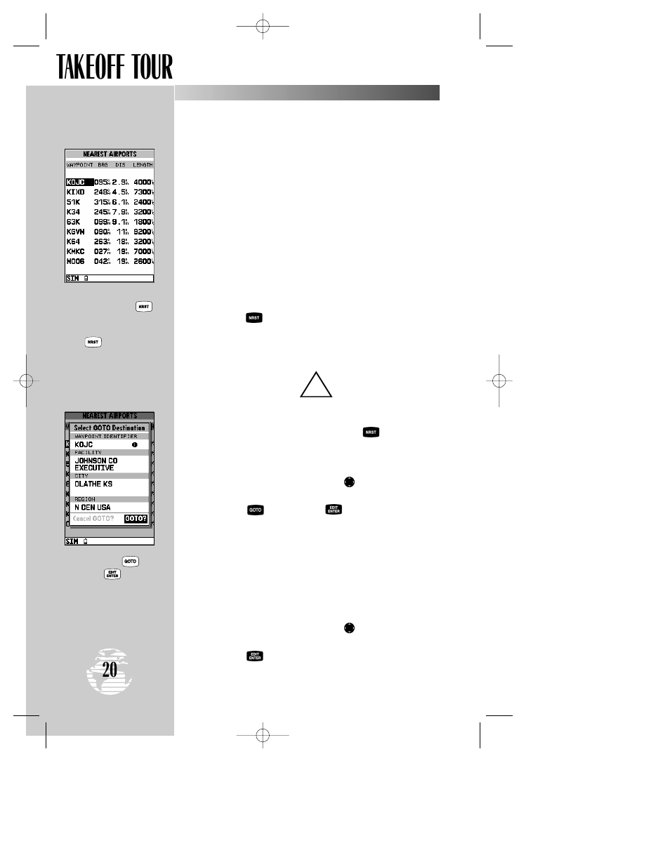 Takeoff tour | Garmin GPSMAP 195 User Manual | Page 22 / 114