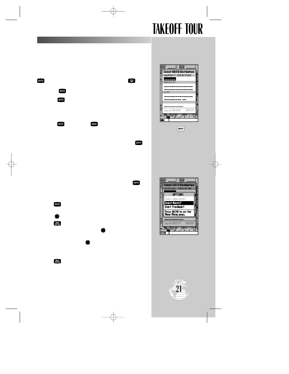 Takeoff tour | Garmin GPSMAP 195 User Manual | Page 23 / 114