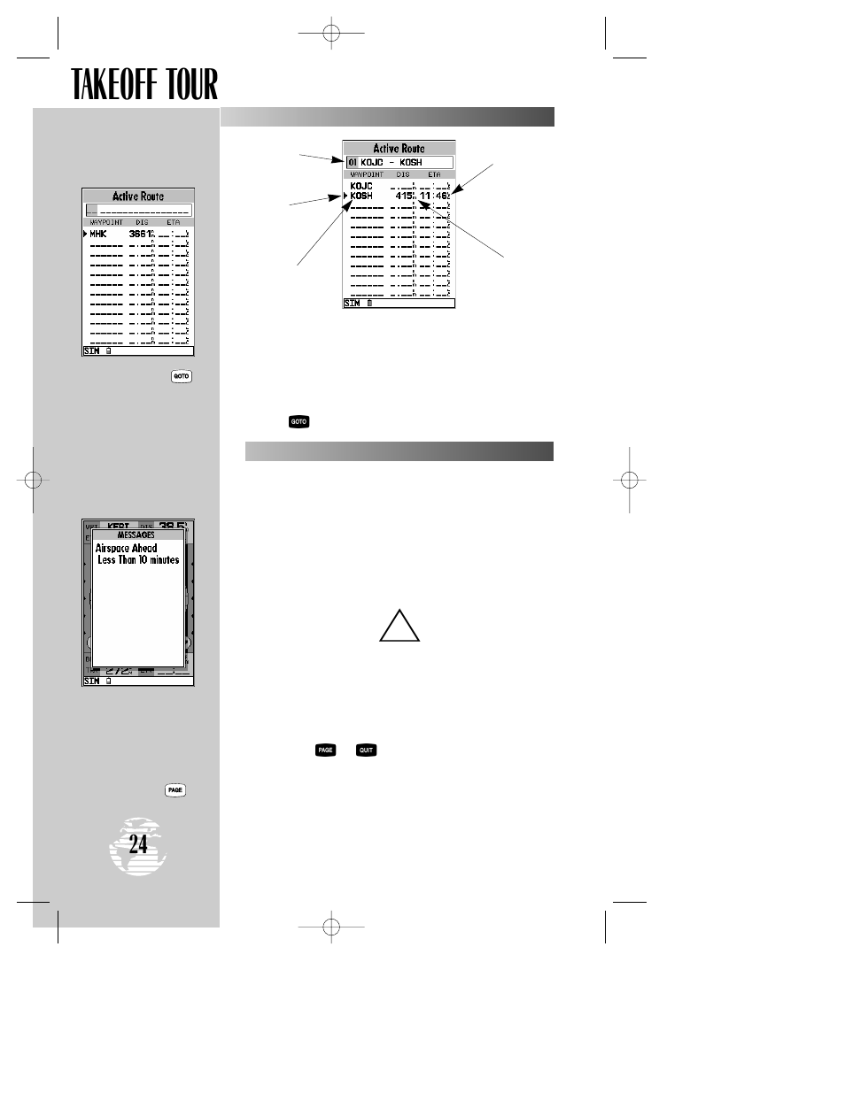 Takeoff tour | Garmin GPSMAP 195 User Manual | Page 26 / 114