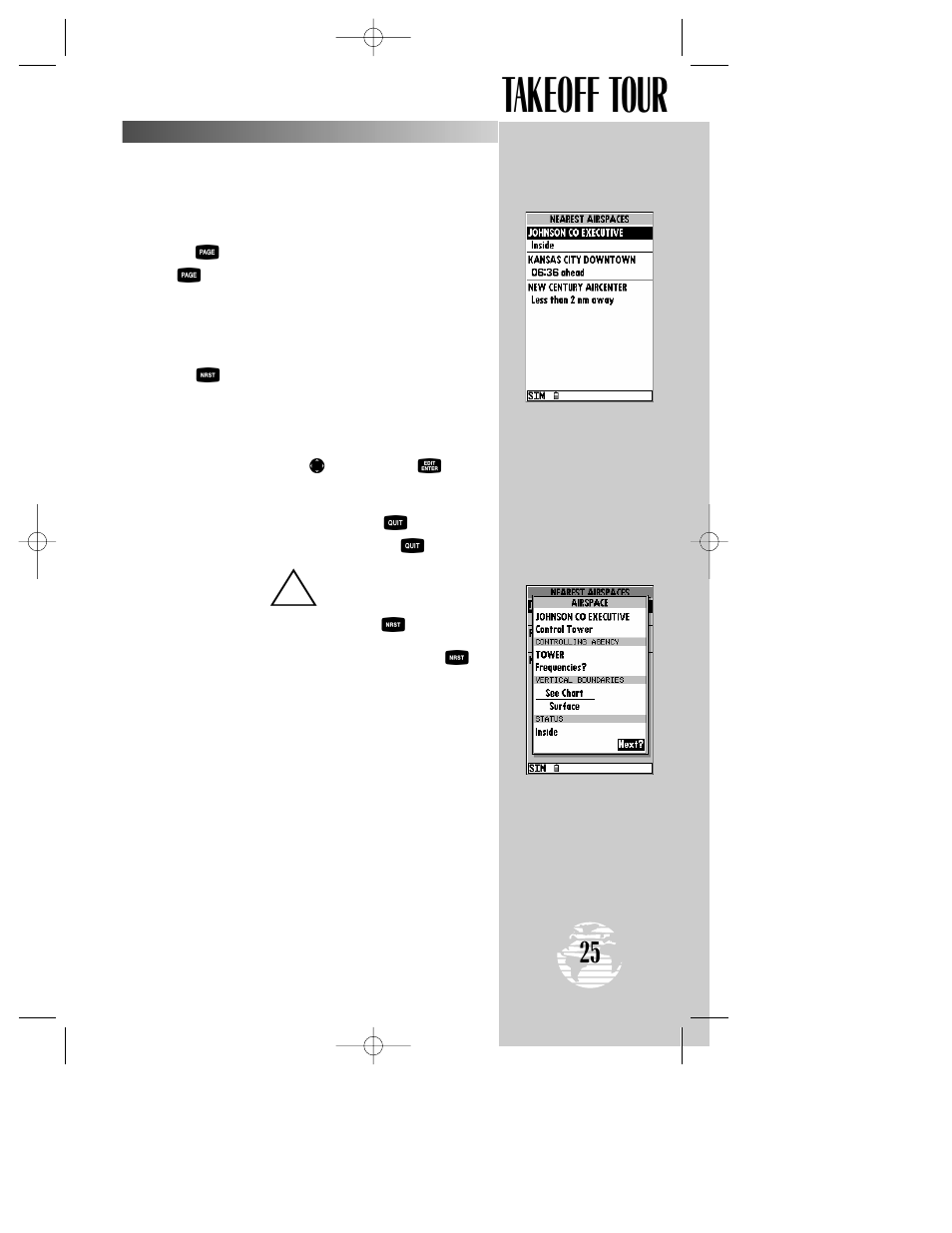 Takeoff tour | Garmin GPSMAP 195 User Manual | Page 27 / 114