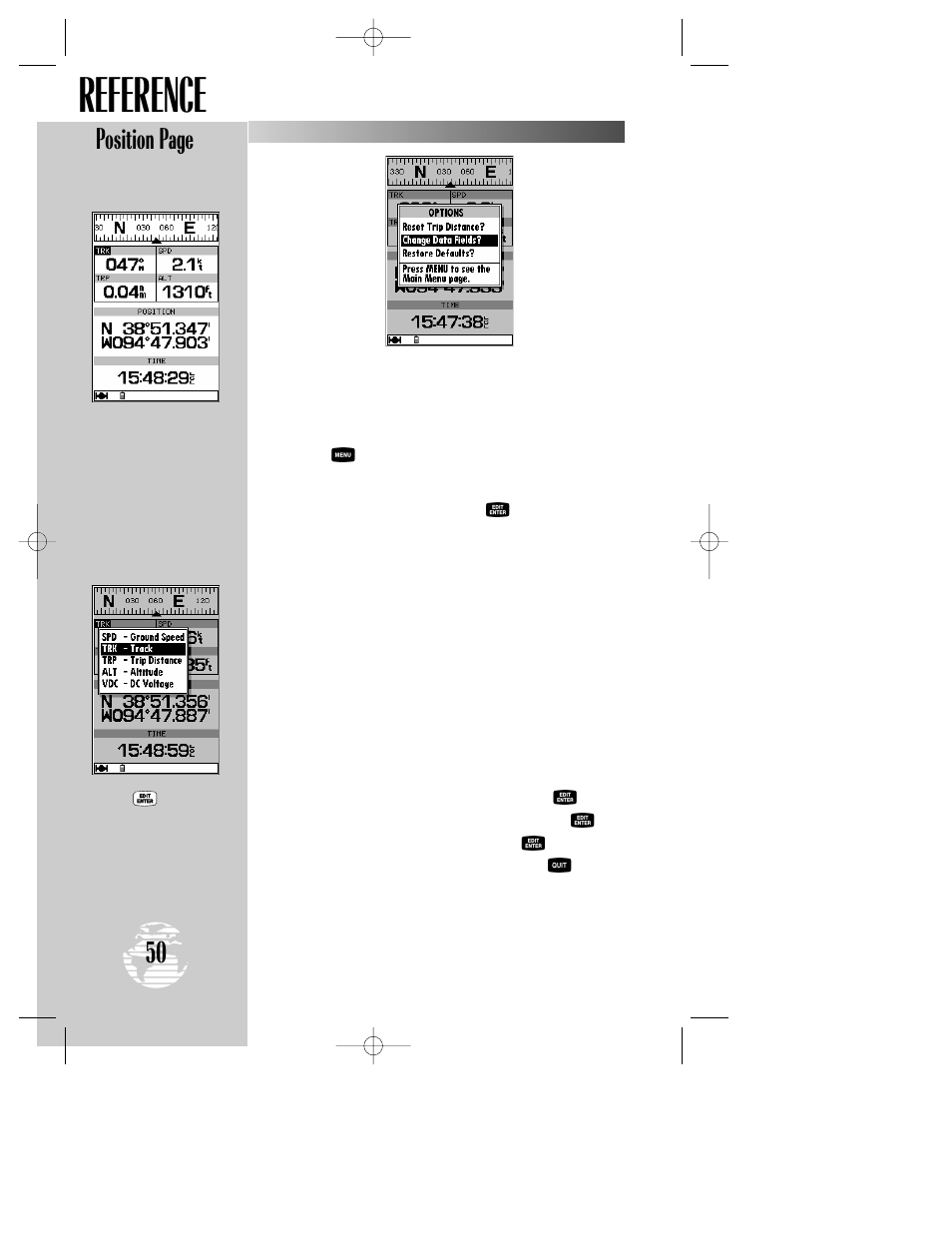 Reference, Position page | Garmin GPSMAP 195 User Manual | Page 52 / 114