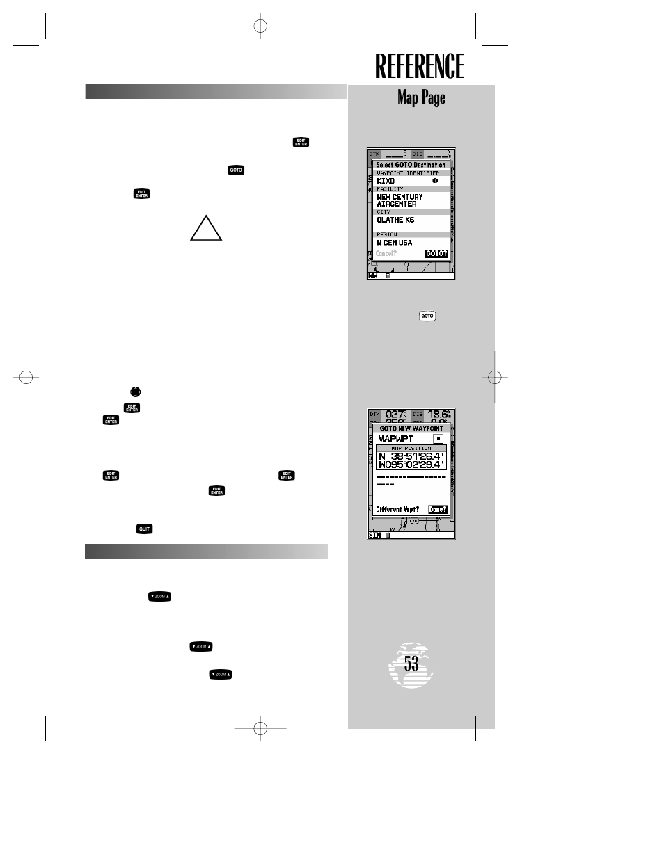 Reference, Map page | Garmin GPSMAP 195 User Manual | Page 55 / 114