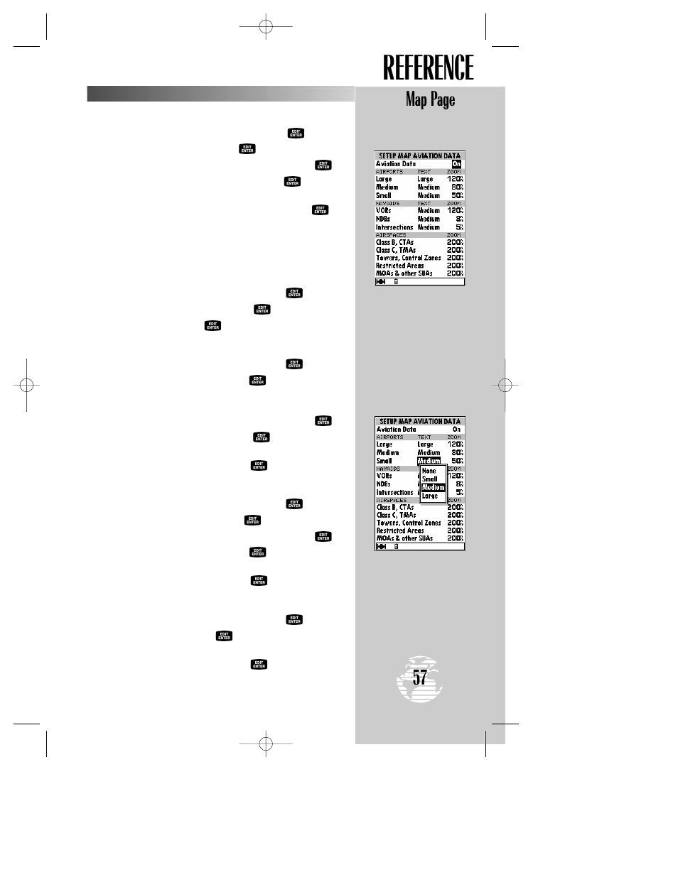 Reference, Map page | Garmin GPSMAP 195 User Manual | Page 59 / 114