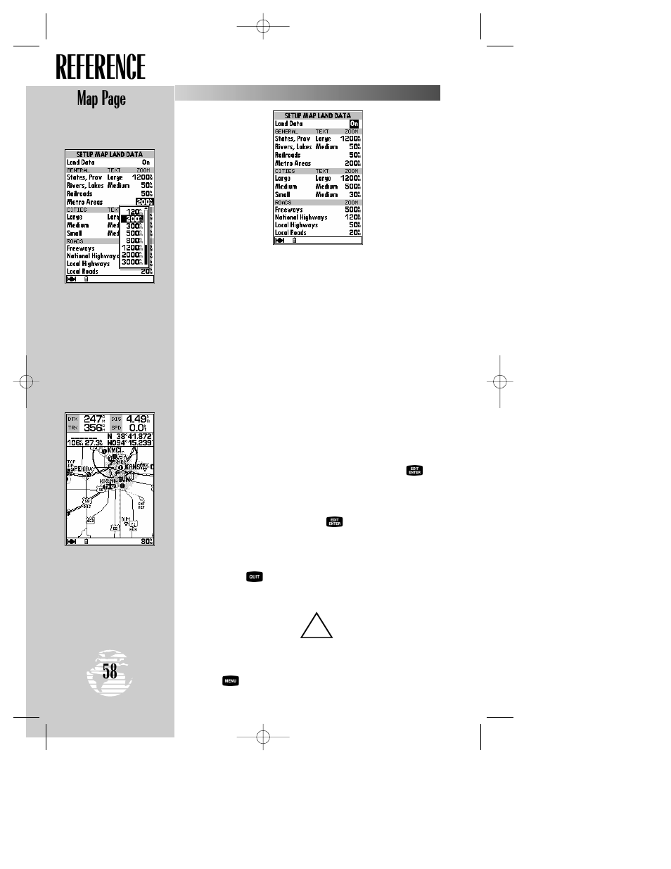 Reference, Map page | Garmin GPSMAP 195 User Manual | Page 60 / 114