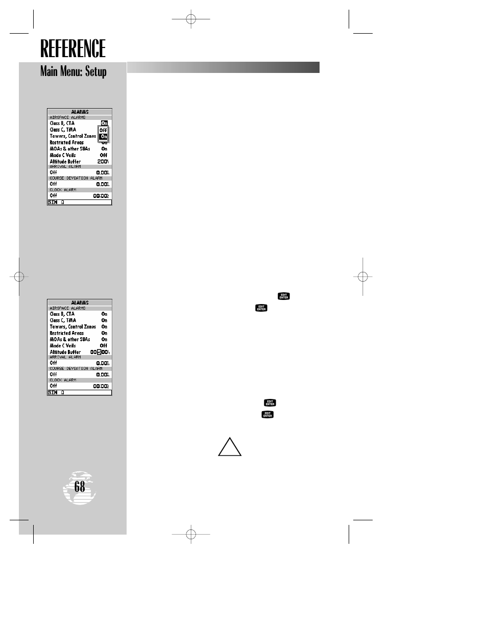 Reference, Main menu: setup | Garmin GPSMAP 195 User Manual | Page 70 / 114