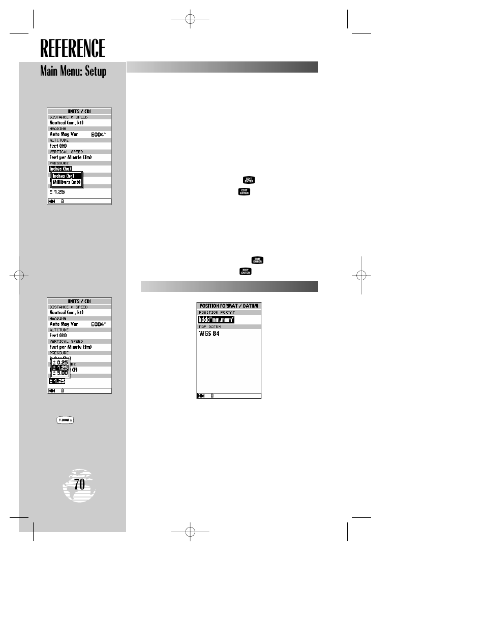 Reference, Main menu: setup | Garmin GPSMAP 195 User Manual | Page 72 / 114