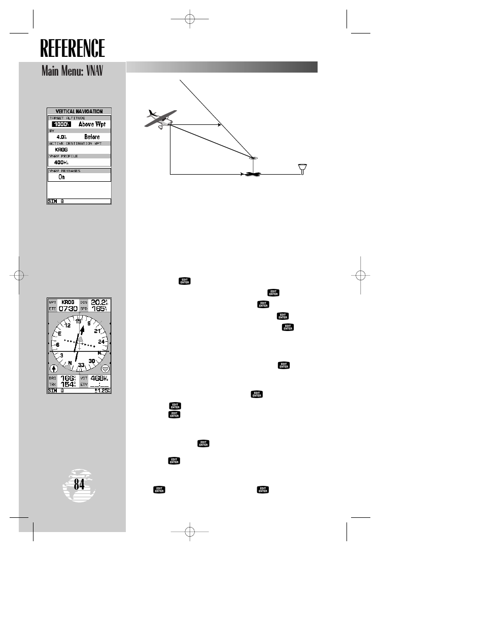 Reference, Main menu: vnav | Garmin GPSMAP 195 User Manual | Page 86 / 114