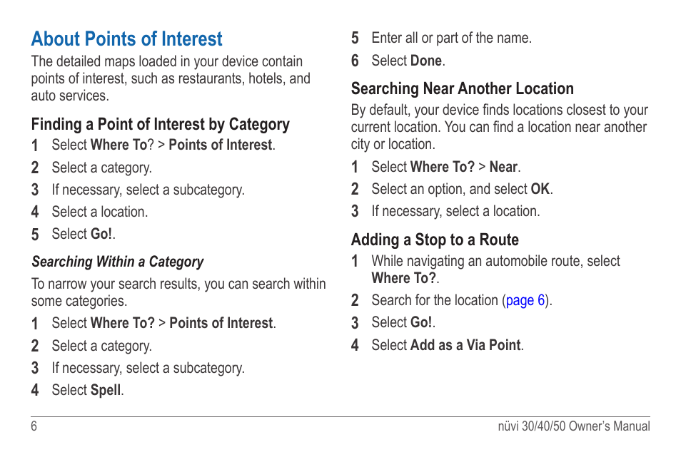 About points of interest, Near another location | Garmin nuvi 50LM User Manual | Page 10 / 32