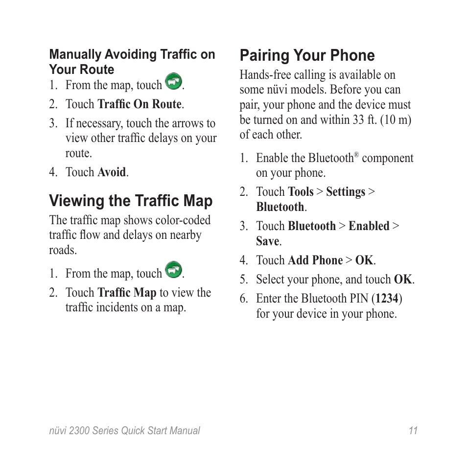 Viewing the traffic map, Pairing your phone | Garmin nuvi 2370LT User Manual | Page 11 / 12