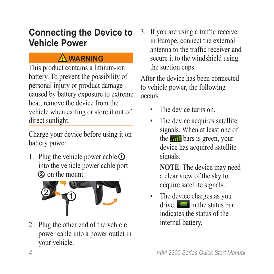 Connecting the device to vehicle power | Garmin nuvi 2370LT User Manual | Page 4 / 12