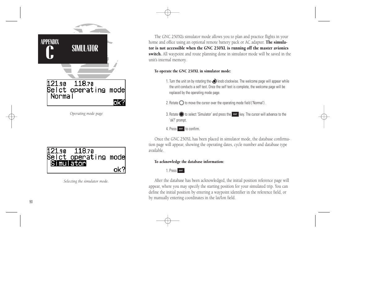 Simulator, Appendix | Garmin GNC 250XL User Manual | Page 100 / 118