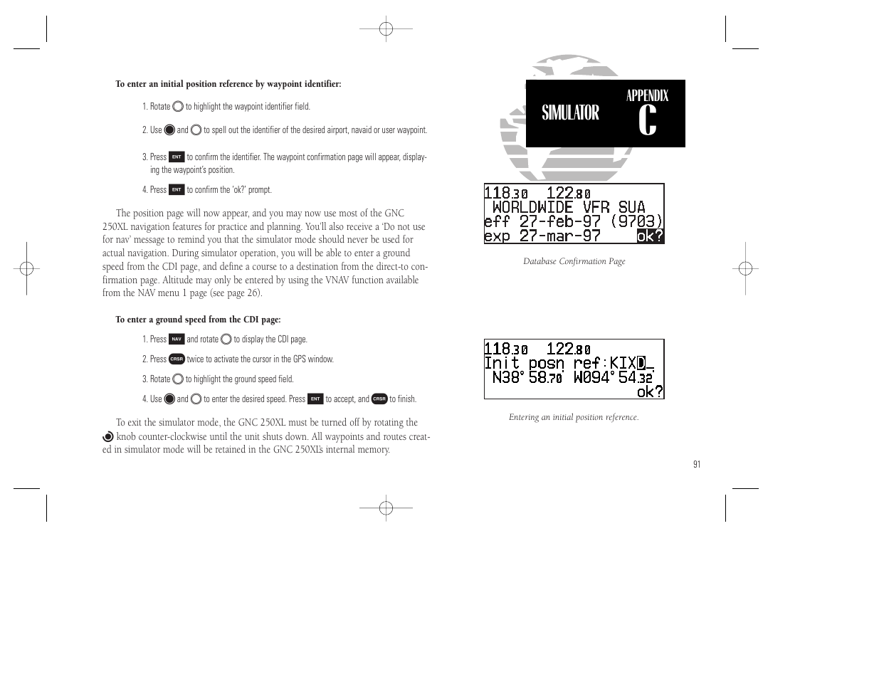 Simulator, Appendix | Garmin GNC 250XL User Manual | Page 101 / 118