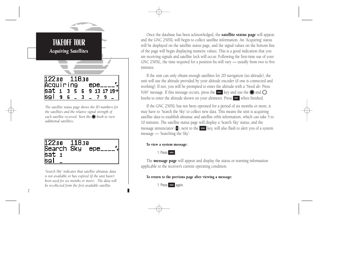 Takeoff tour | Garmin GNC 250XL User Manual | Page 12 / 118