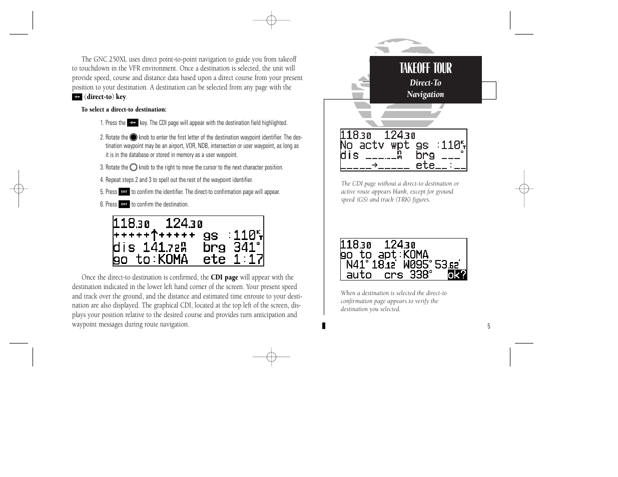 Takeoff tour | Garmin GNC 250XL User Manual | Page 15 / 118