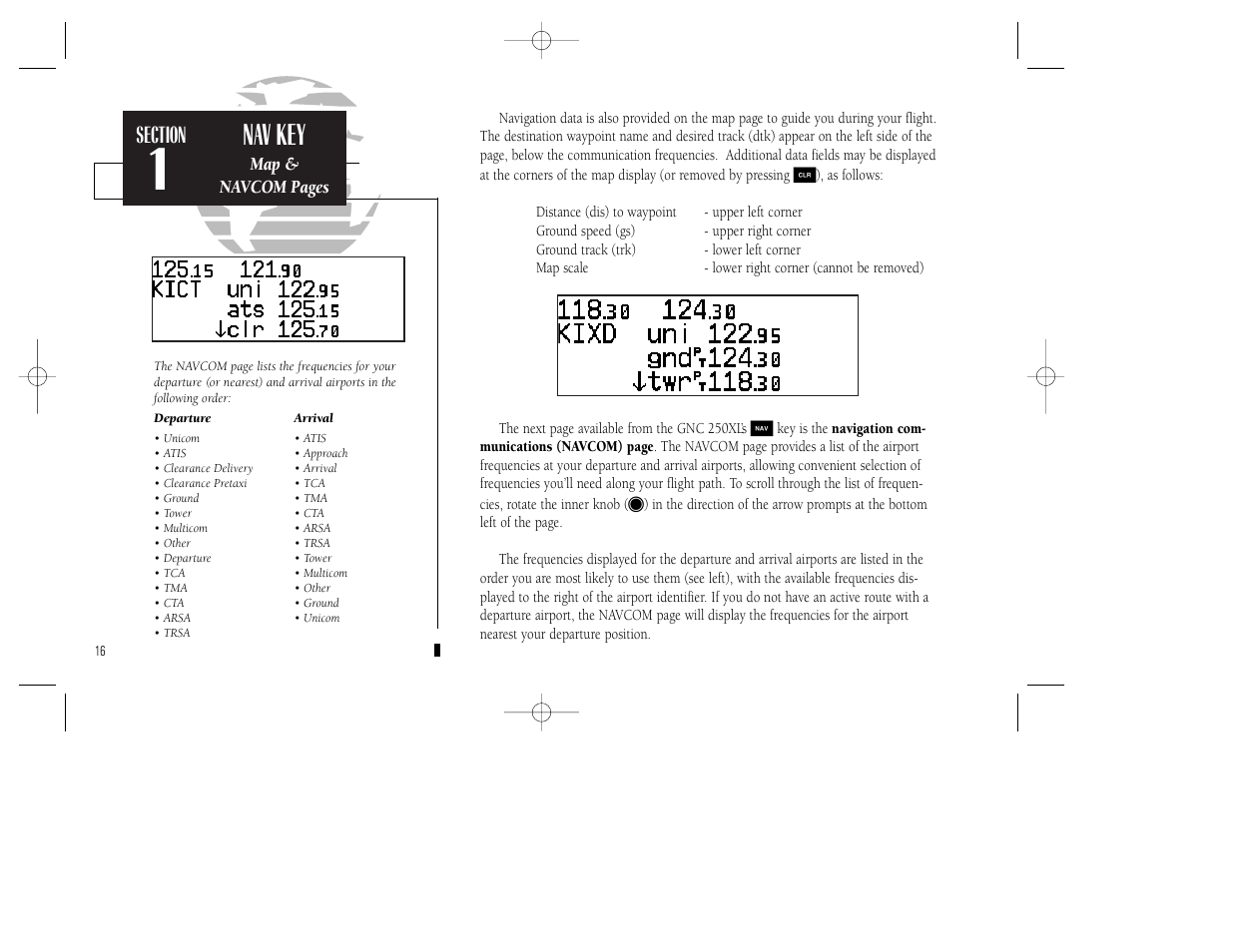 Nav key | Garmin GNC 250XL User Manual | Page 26 / 118